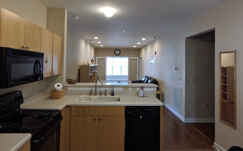 Kitchen facing living room